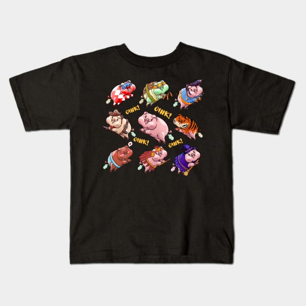 oink pigs costume party Kids T-Shirt by Crow Creations